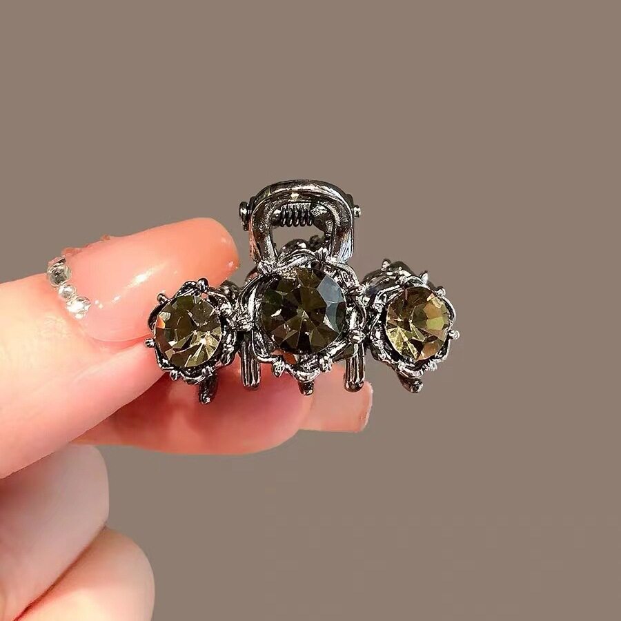 高级感黑色小抓夹水钻麻花辫刘海夹可爱侧边夹顶夹后脑勺小号发夹图片