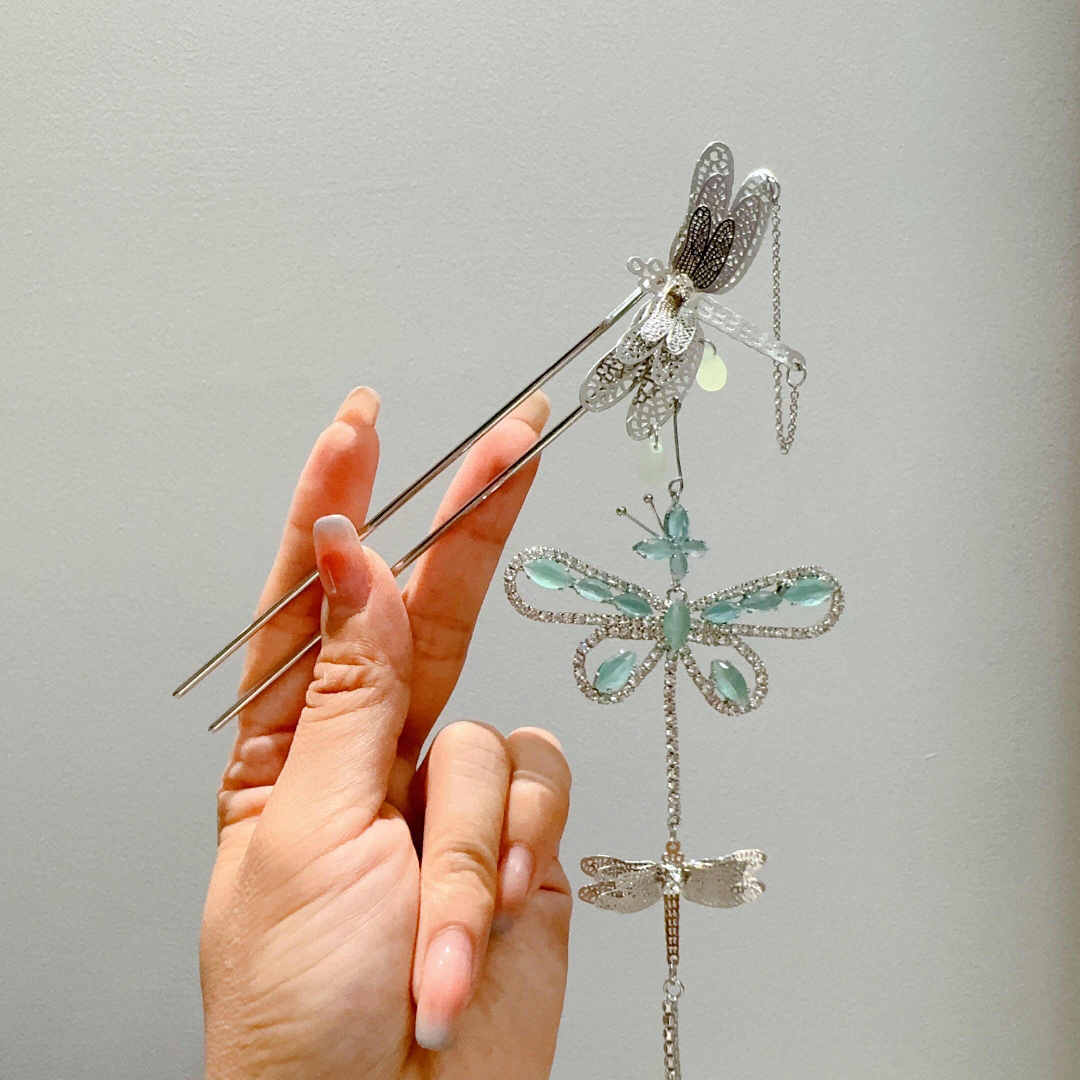 新中式蜻蜓发簪女古风气质高级感汉服步摇发钗冷淡风长款流苏簪子