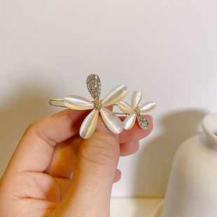 青蛙扣韩国东大门侧边夹子头饰仿猫眼花朵发夹刘海夹少女边夹发卡