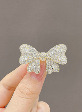 小号精致水钻蝴蝶结刘海发夹弹簧发卡带钻头饰发量少顶夹韩版发饰