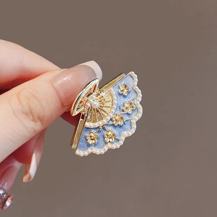 新中式仙气扇形抓夹半扎发小夹子古风高级感后脑勺迷你鲨鱼夹子