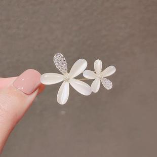 仿猫眼花朵发夹刘海夹少女边夹发卡青蛙日韩优雅扣侧边夹子头饰女