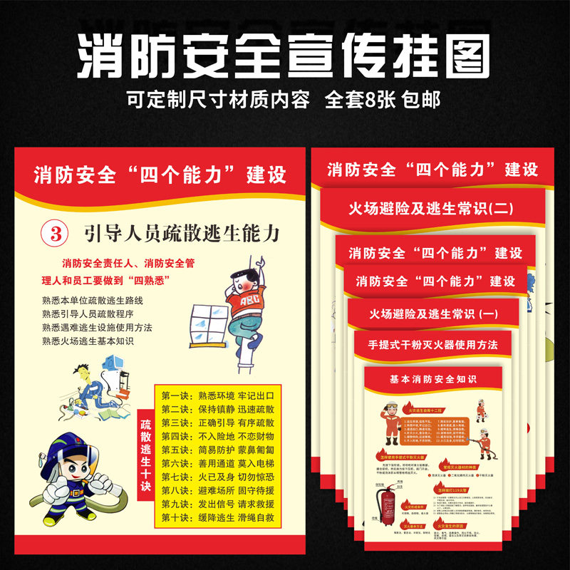 消防安全标语火灾避险日常知识消防基本知识自救方法说明消防管理制度