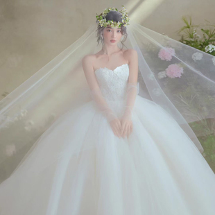 2026新款抹胸森系婚纱显瘦公主蓬蓬裙超仙梦幻新娘结婚主婚纱拖尾