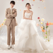 2026新款 抹胸显瘦婚纱公主蓬蓬裙森系旅拍新娘结婚出门纱齐地超仙