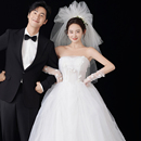 2025新款 抹胸婚纱森系花朵显瘦公主蓬蓬裙超仙新娘结婚出门纱齐地