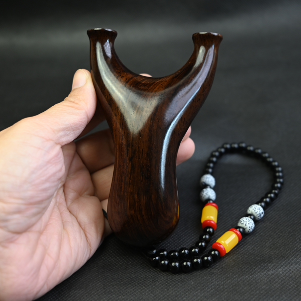 黑檀木扁皮弹架大胖飞虎带绳款