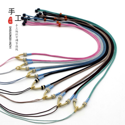 吊坠挂绳项链绳挂件玉坠玉佩男女手工编织调节翡翠玛瑙平安扣diy