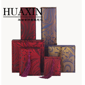 高档绸缎麻布展示盒珠宝项链盒佛珠手串念珠流苏麻布盒发簪首饰盒