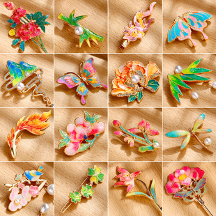 diy非遗掐丝珐琅材料包手工胸针发簪饰品景泰蓝仿烧蓝母亲节礼物