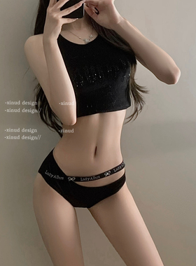 LAGirls*Sable·蜜心闪钻｜气质性感纯欲镂空logo烫钻舒适女内裤