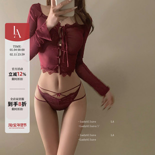 「LA」Esha·误入迷津丨欲焰系列*睫毛蕾丝交叉绑带低腰女内裤