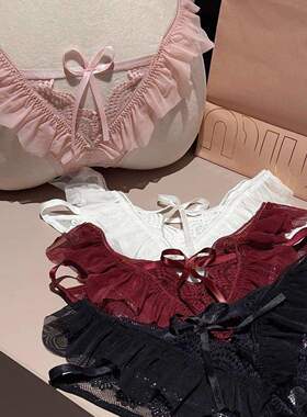「LA」Adele·溺吻玫瑰｜边界系列*纯欲性感蕾丝蝴蝶结系带女内裤