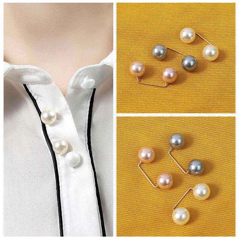 领口防走光珍珠收腰扣胸针女收裤腰别针固定衣服裙子腰围改小神器