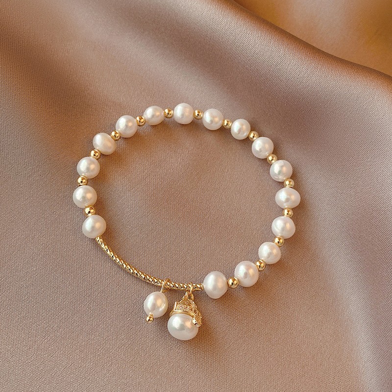 天然淡水巴洛克珍珠手链女小众手镯招财猫送闺蜜情人节生日礼物