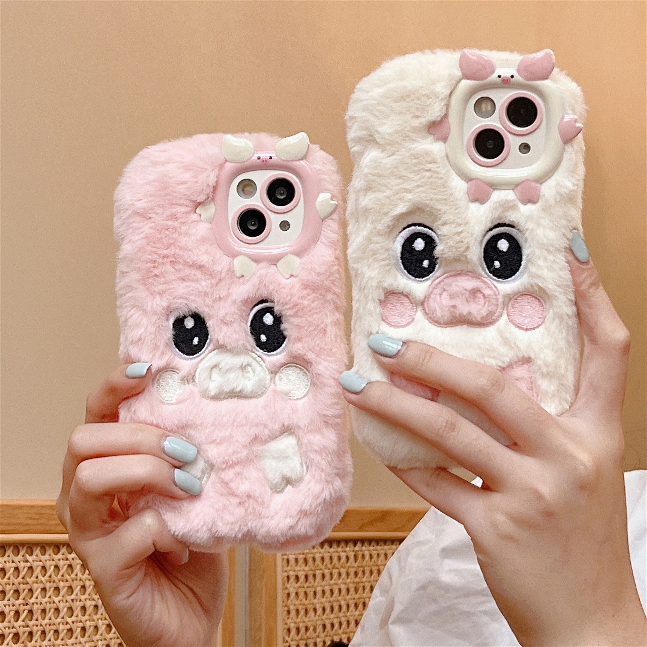 苹果毛绒小猪趣味卡通可爱保暖