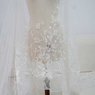 网红头纱刺绣婚纱礼服装裙子面布料手工DIYUAI同款材料清仓特价