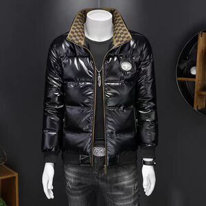 欧洲站冬季新款立领羽绒服男休闲时尚免洗轻薄白鸭绒保暖990P100