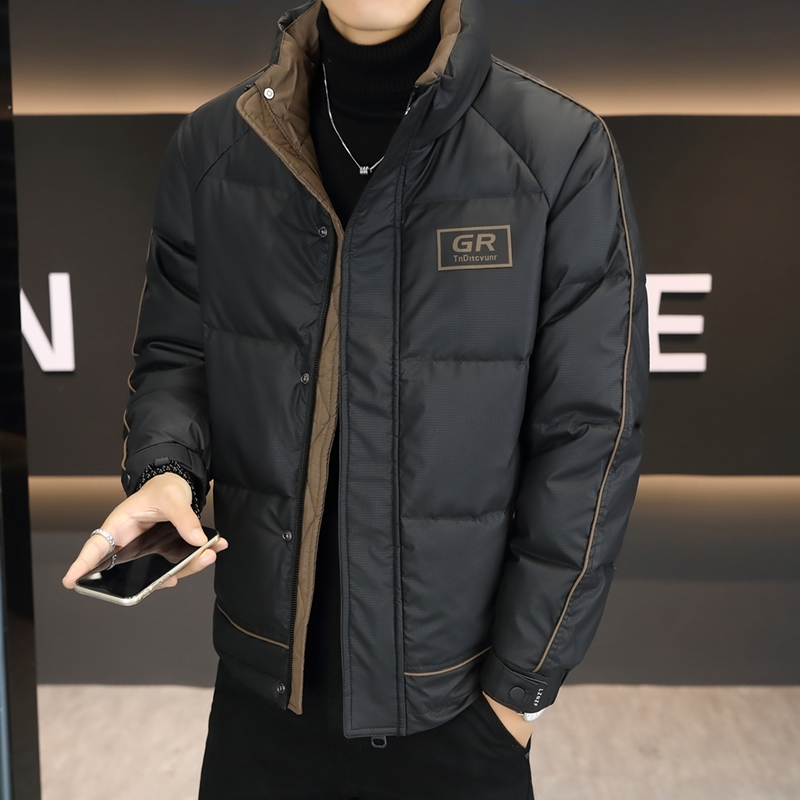 【50绒有报告】羽绒服男潮牌拼接加厚保暖面包服1008-1P130，男装羽绒服，星座1411A