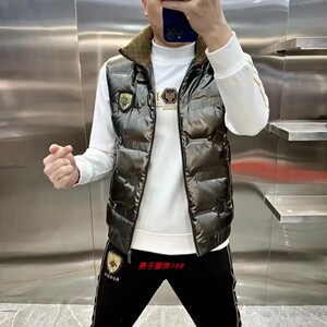 2025冬季男士羽绒马甲立领白鸭绒轻薄加厚背心无袖坎833P75图片