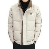 【50绒有报告】羽绒服男潮牌拼接加厚保暖面包服1008-1P130，男装羽绒服，星座1411A