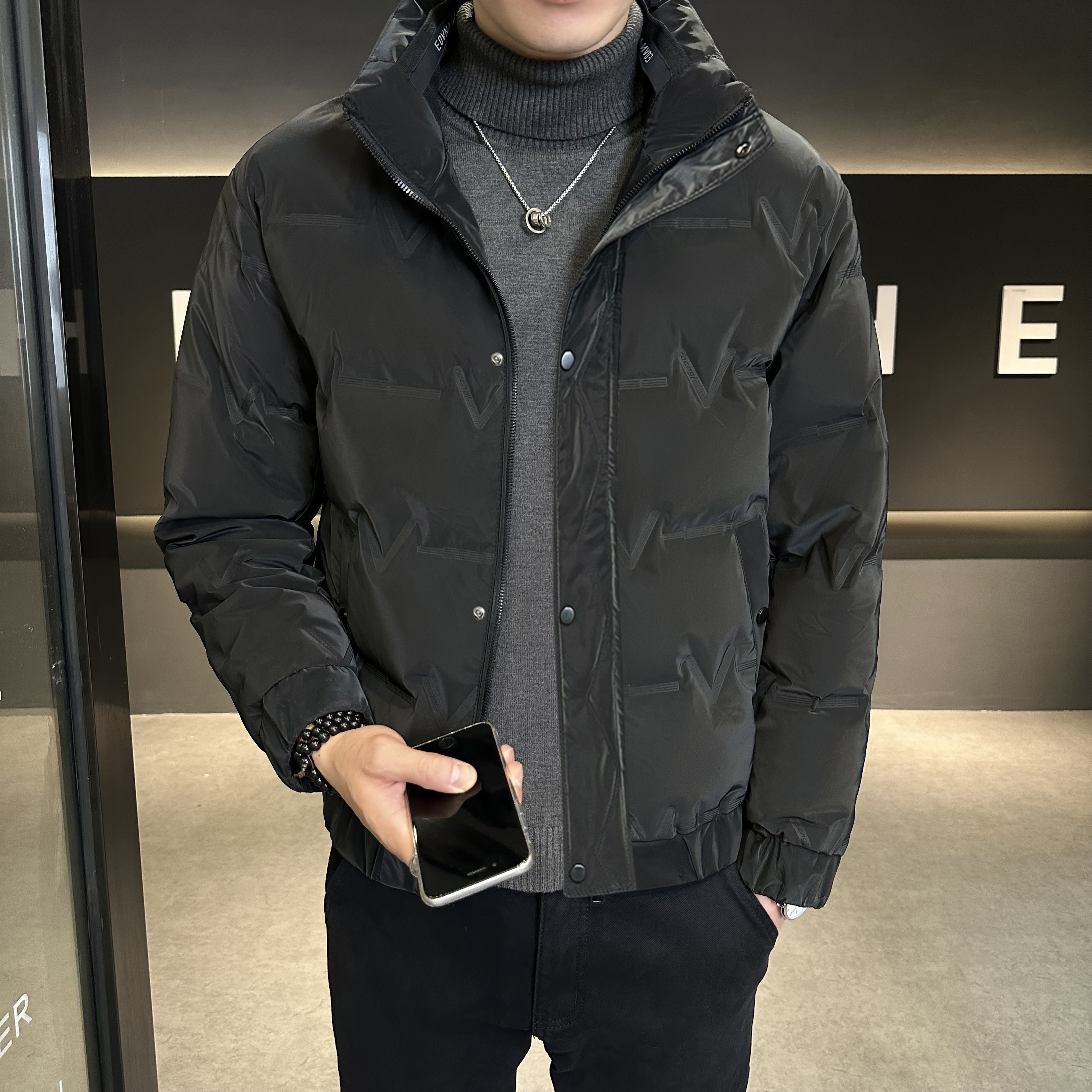 白鸭绒立领羽绒服保暖男2025年新款冬季男士外套3997P100,男装羽绒服,星座1411A