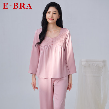 安莉芳旗下E-BRA商场同款蕾丝浪漫宽松睡衣女士家居服套装KL00160
