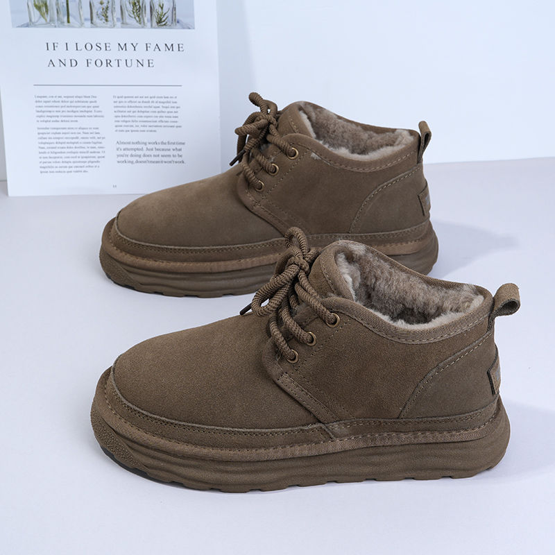 女士雪地靴2025冬季新款加绒马丁靴防滑加厚皮毛一体保暖棉鞋MV款