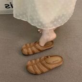 松糕厚底编织小众勃肯鞋 女外穿2026春秋一脚蹬晚晚风包头半拖单鞋
