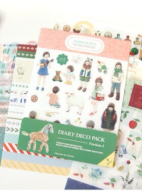 A76 V.3 韩国贴纸 手账贴纸 diary deco pack 相册日记本装饰 9入