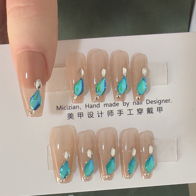 【蓝宝石】猫纯手工穿戴甲指甲贴片美甲假指甲3132#