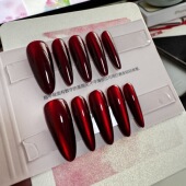 酒心绯梦 纯手工穿戴甲指甲贴片半手工穿戴美甲假指甲5218