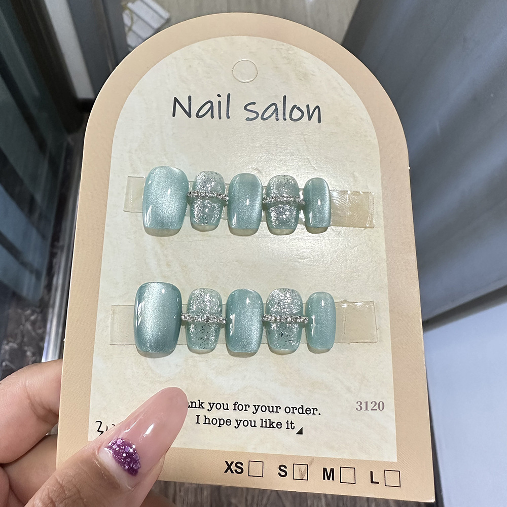 穿戴甲猫眼穿戴甲指甲贴片纯手工半手工美甲假指甲鎏金3120款式