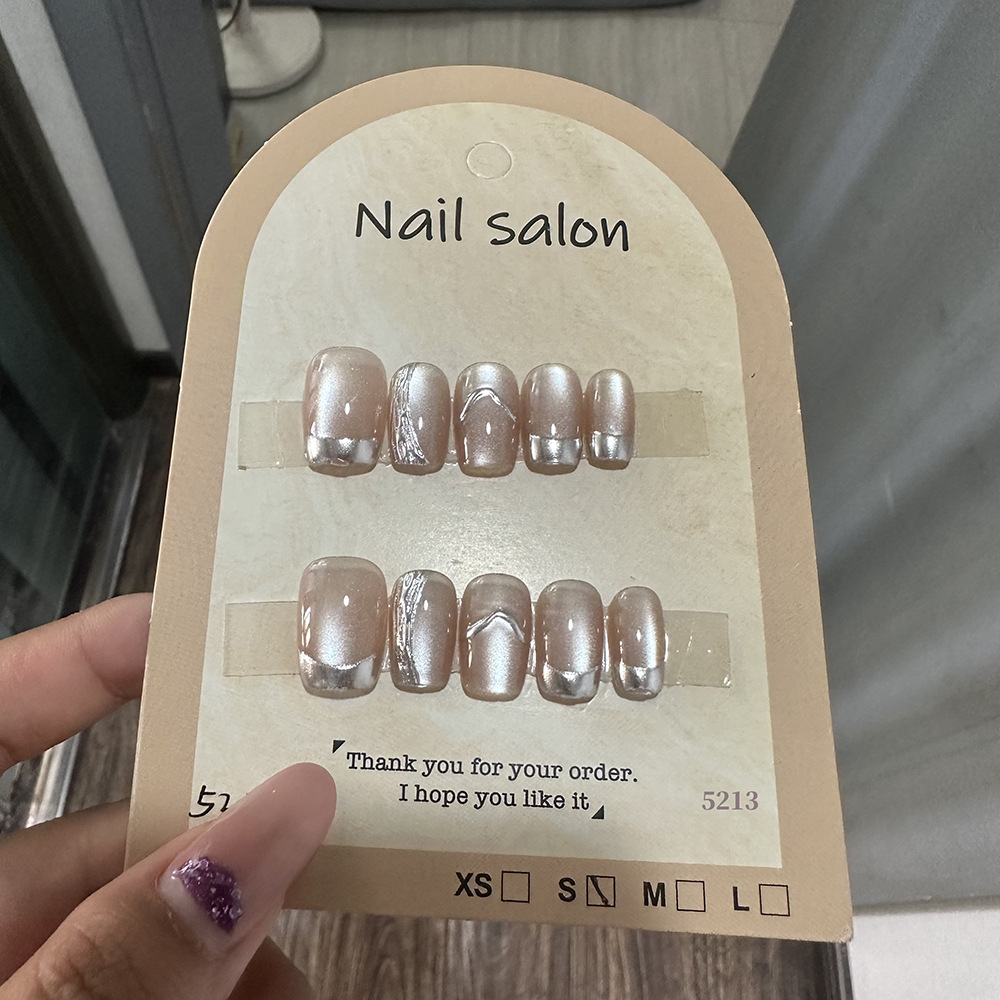 穿戴甲猫眼穿戴甲指甲贴片纯手工半手工美甲假指甲鎏金5213款式