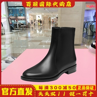 思加圖2024冬季 靴復(fù)古粗跟女靴EZW05DZ4 英倫風(fēng)休閑真皮時裝 新女鞋