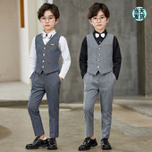 男童西装 儿童幼儿园大合唱主持人表演服英伦花童礼服春秋 马甲套装