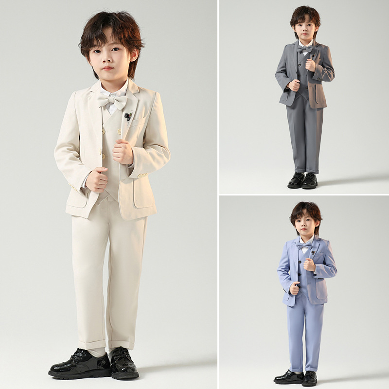 儿童套装男童花童主持西装宝宝周岁生日男孩钢琴演出礼服西服春秋