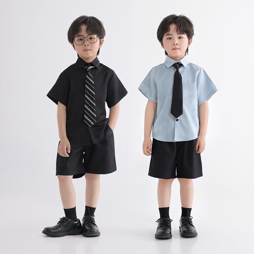 男童短袖衬衫短裤宝宝气演出礼服