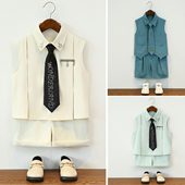 夏季 儿童无袖 男童走秀演出服帅气时髦西装 套装 男宝花童小礼服 衬衫