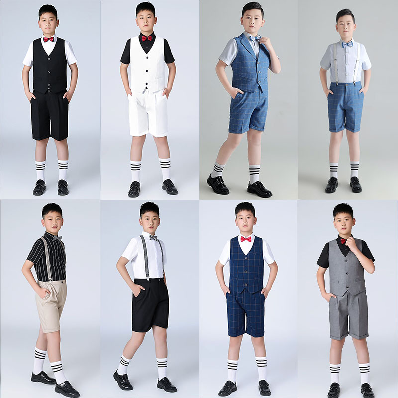 胖童男童礼服加肥加大夏季钢琴主持儿童男孩中大童演出服短袖西服