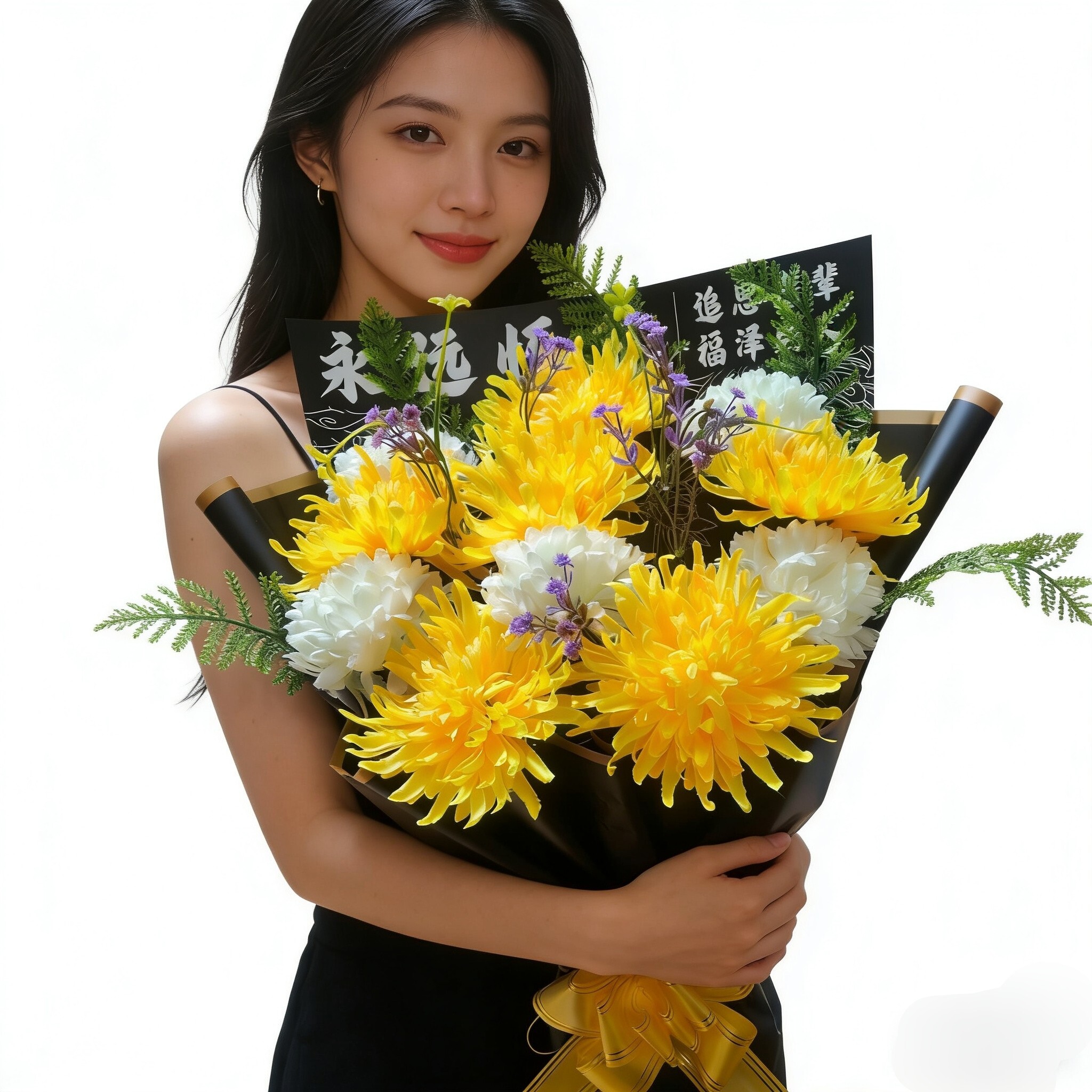 仿真清明节菊花束祭祀用品扫墓地上坟前陵园摆放塑料绢花祭奠假花