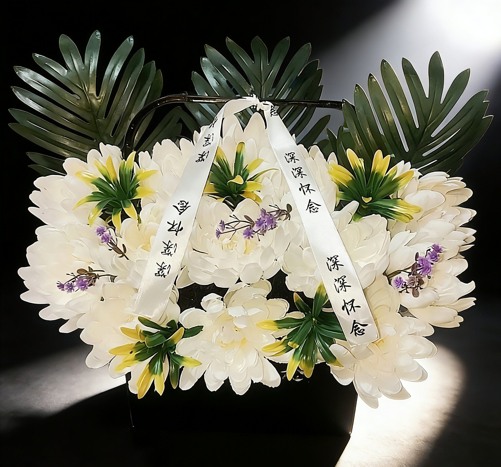 【新品】清明节仿真菊花绢清明扫墓花假花墓前摆放手提盒花篮成品