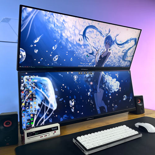 34英寸双屏组合炒股办公设计屏幕