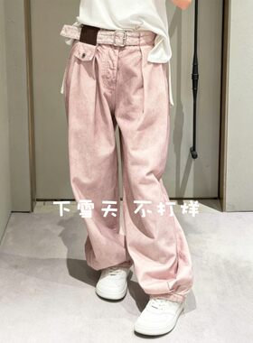 老萝家！鼎级！女士粉色喷染水洗牛仔裤