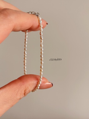 新店福利极简素链天然巴洛克小米珍珠女手链百搭学生显白通勤平价