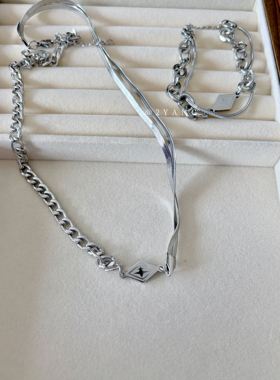 Vintage几何叠戴钛钢项链手链男女轻奢生活感仪式小众高级男友礼