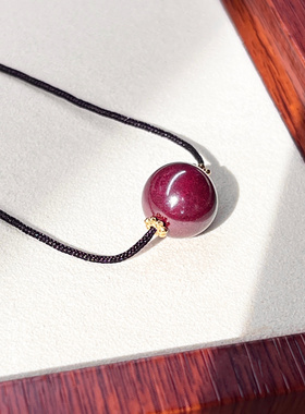 澜山能量朱砂吊坠项链平安喜火