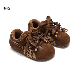 2025冬季新款二棉豹纹男女童超轻防滑德顺鞋保暖加绒