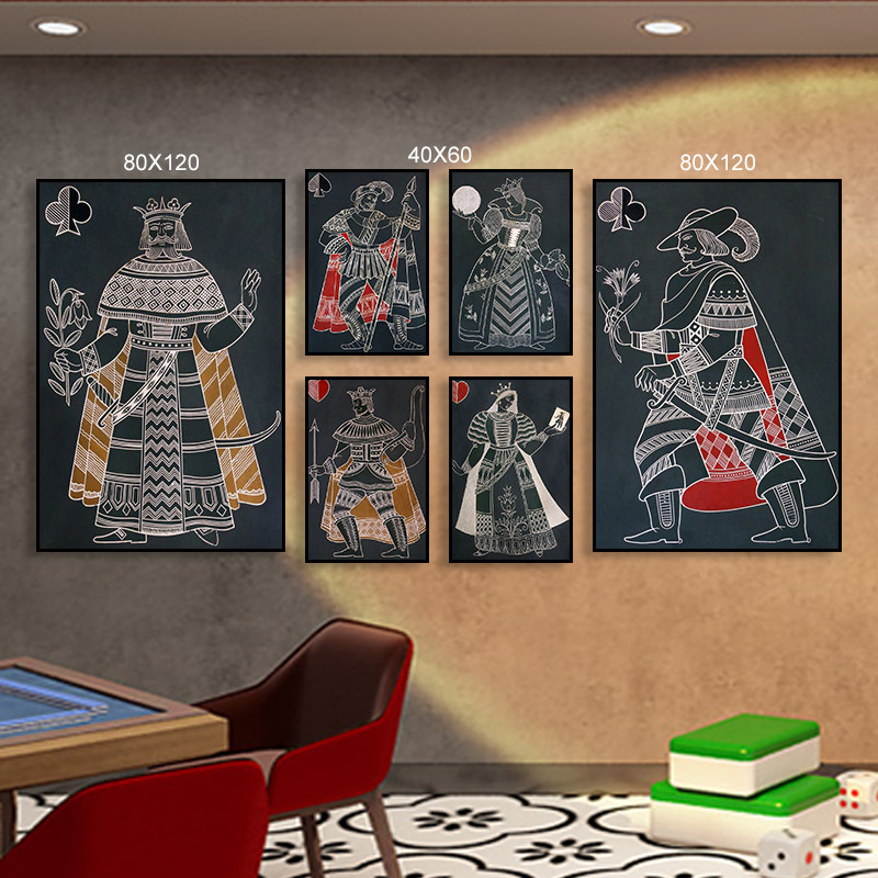 德州扑克牌挂画休闲会所娱乐房赌场麻将馆棋牌室POKER纸牌装饰画