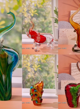 手工琉璃大象摆件招财纳福